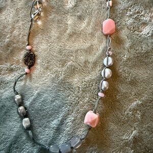 Silpada Pink and Silver Beaded Necklace
